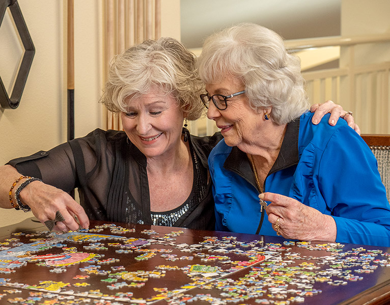 Puzzles with friends at Sycamore Ridge